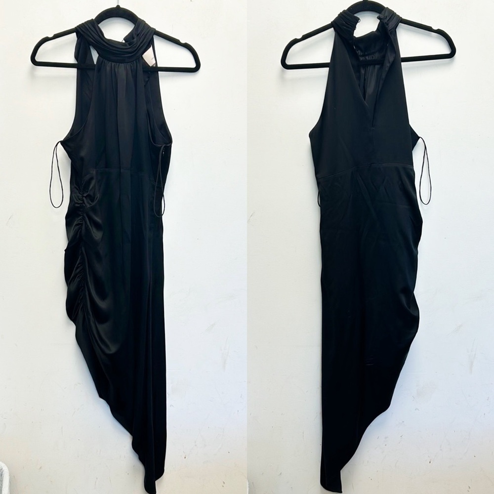 Cinq a Sept Naya high neck asymmetrical silk dress - Picture 2 of 6